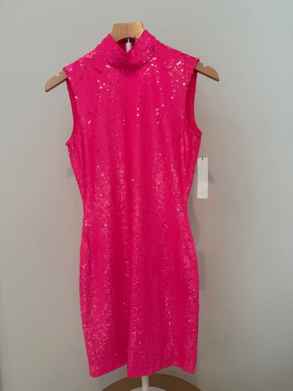 Alice + Olivia Rare Sample Prototype Hot Pink Sequin Mini Dress Fits 2/4